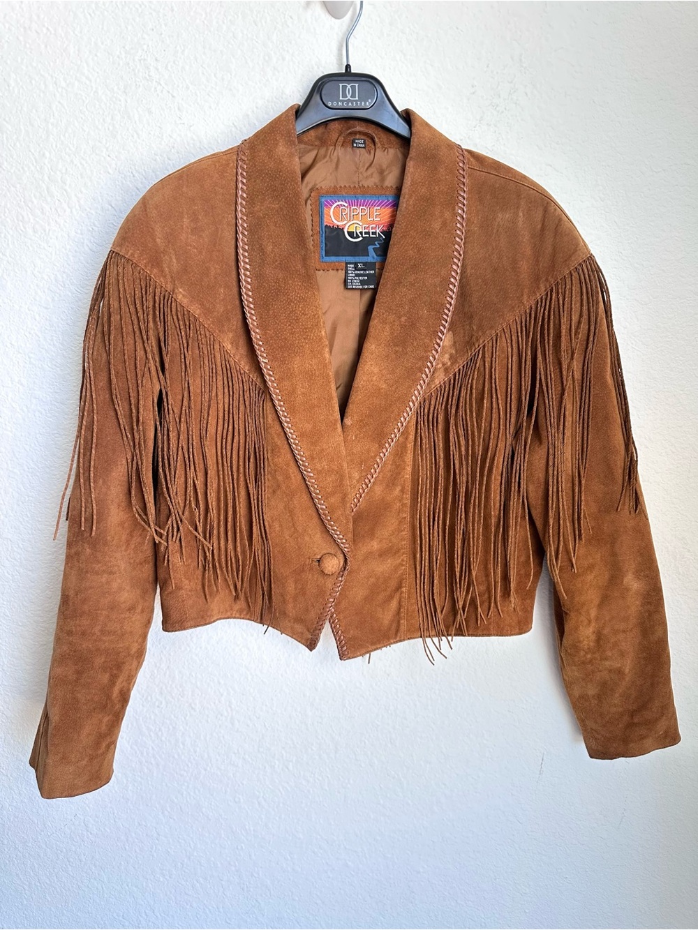 Cripple Creek Women's Real Genuine Fringe Leather Jacket Cropped Vintage XL